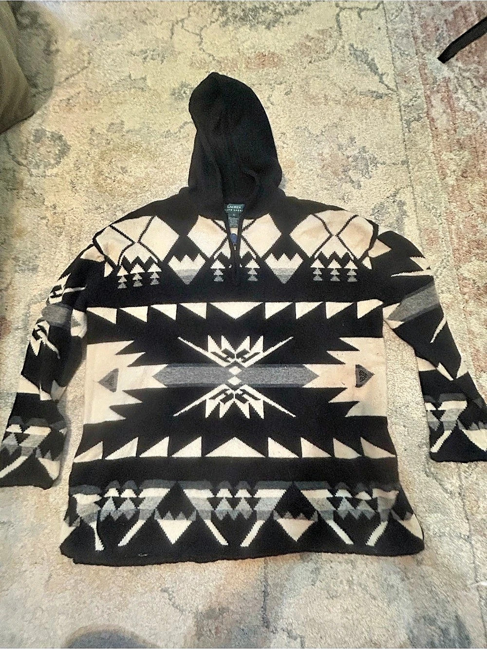 Lauren Ralph Lauren Geometric Hooded Sweater Size Small